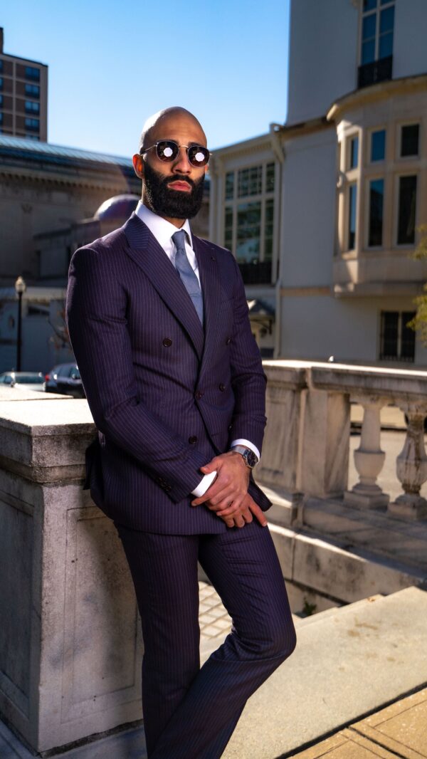 Kingsley Bordeaux Pinstripe Suit - Image 4