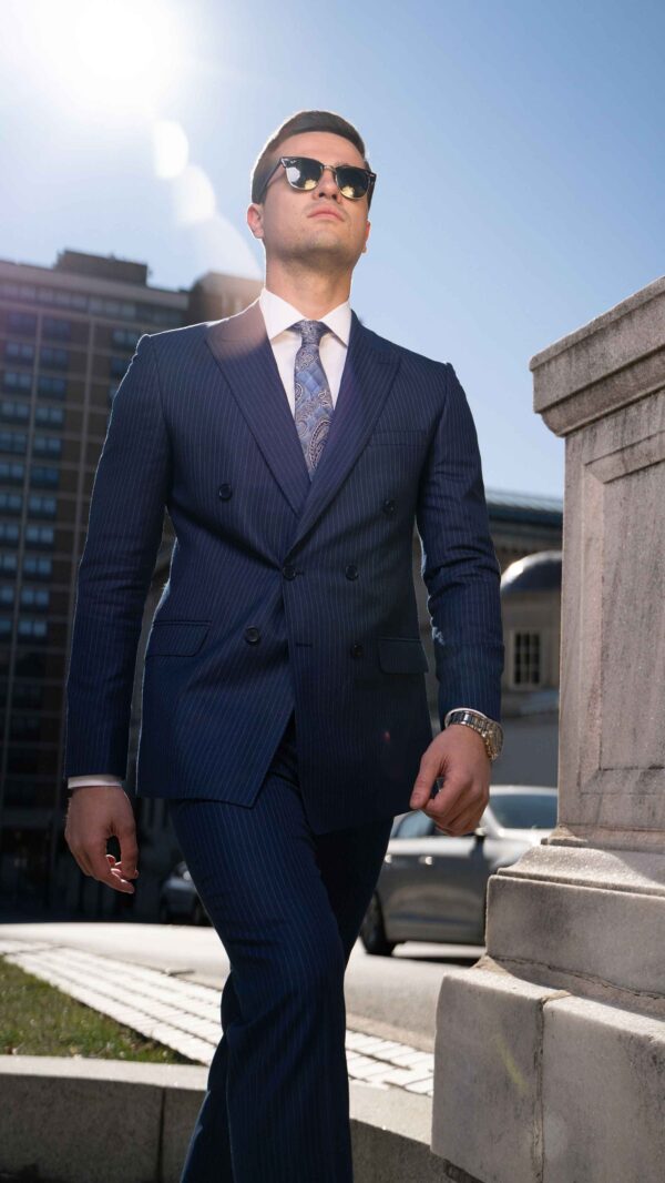 Kingsley Navy Pinstripe Suit - Image 3