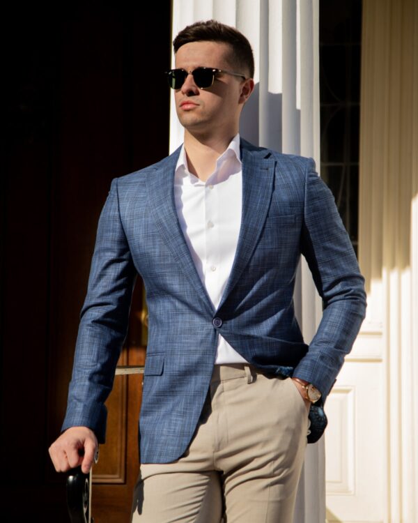 Hemingway Navy Windowpane Blazer - Image 3