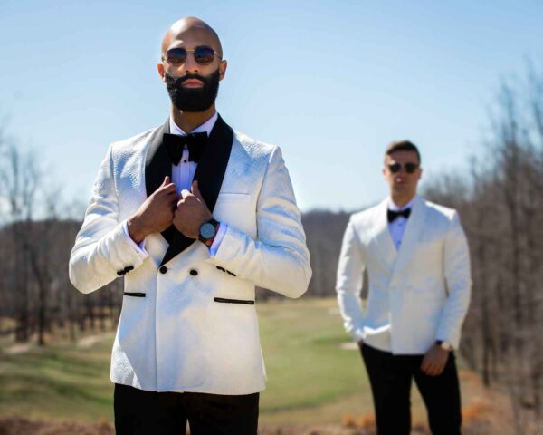 White Double Breasted Tuxedo - Image 3