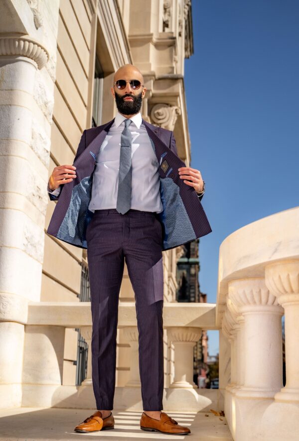 Kingsley Bordeaux Pinstripe Suit - Image 5