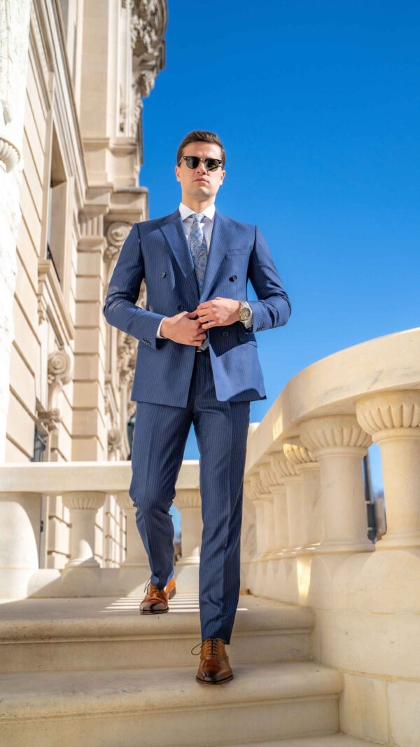Kingsley Navy Pinstripe Suit - Image 5