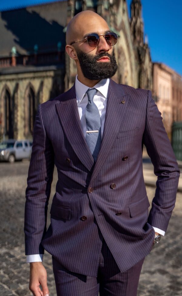 Kingsley Bordeaux Pinstripe Suit - Image 7