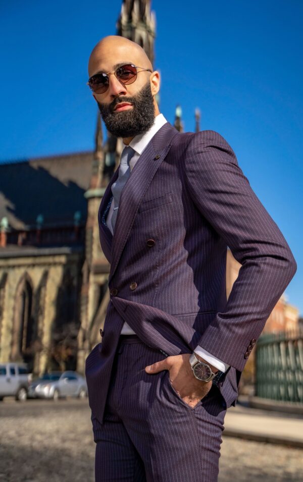 Kingsley Bordeaux Pinstripe Suit - Image 8
