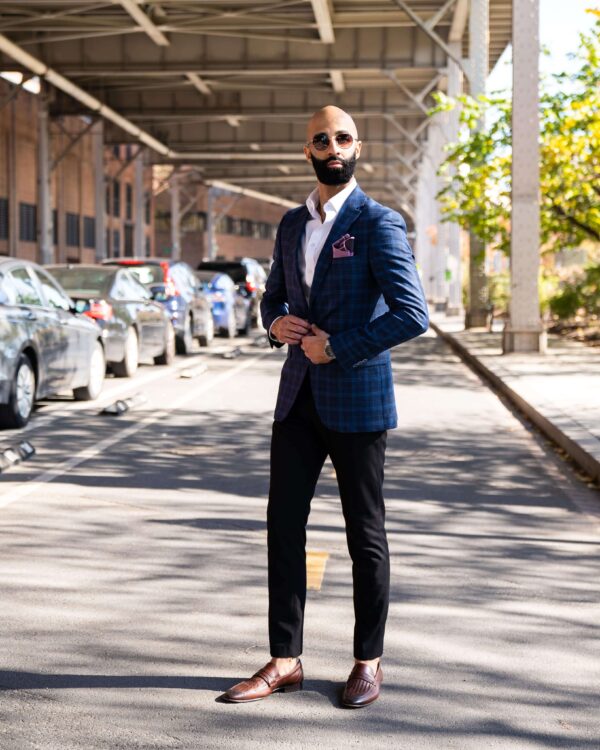 Alfred Navy Windowpane Blazer - Image 3