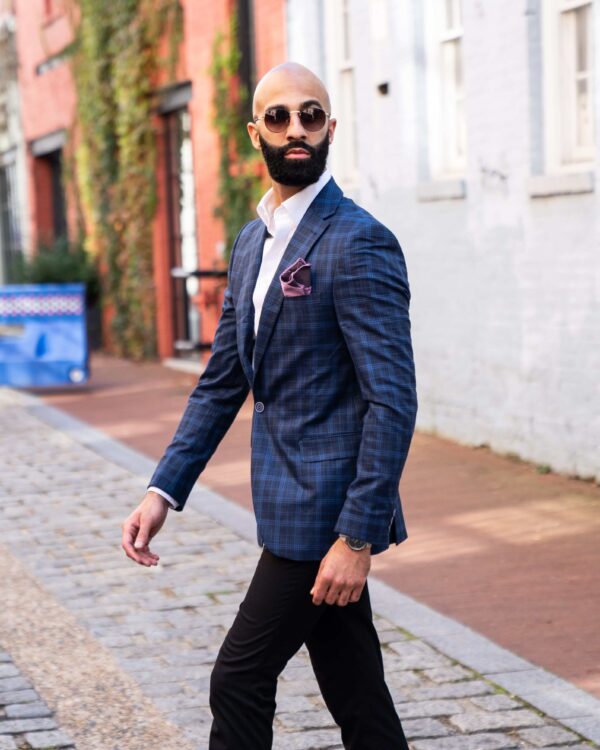 Alfred Navy Windowpane Blazer - Image 4