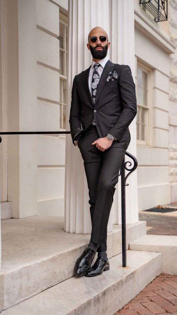 Wesley Black Plain Suit - Image 3