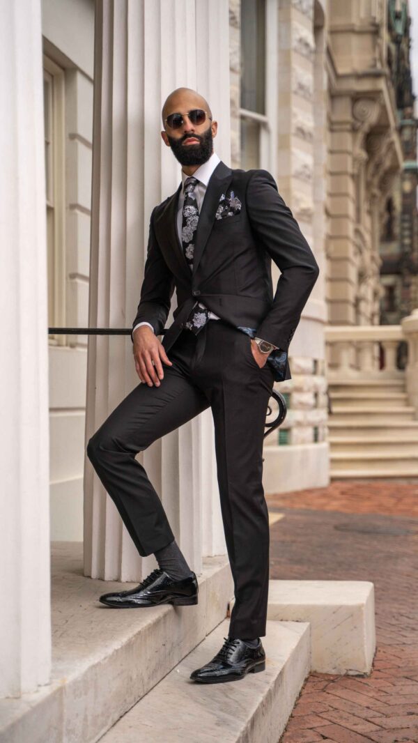Wesley Black Plain Suit - Image 5