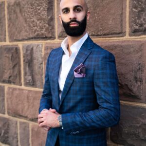 Alfred Navy Windowpane Blazer