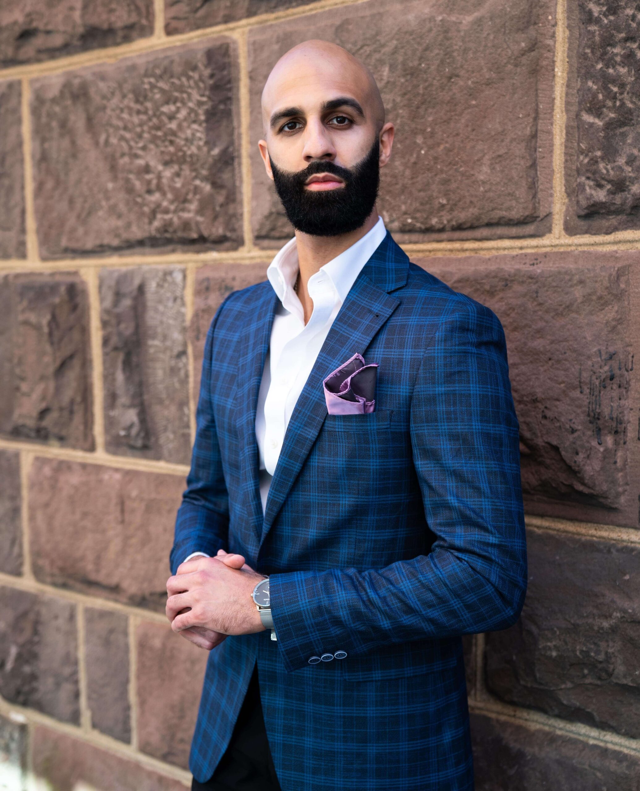 Alfred Navy Windowpane Blazer